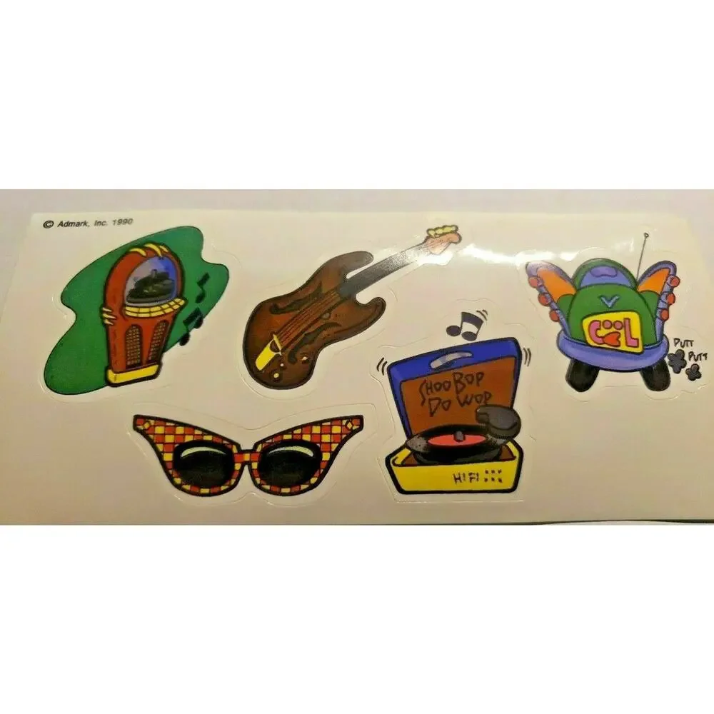 Vintage 1990 Admark‎ Inc Children Meal Fast Food Toy Prize Stickers 2 Sheets NOS